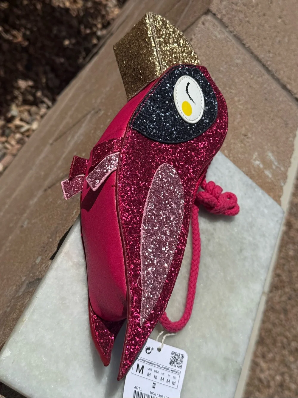 NWT Zara Girls Glitter Toucan Bird Bag Purse Pink Gold Tropical